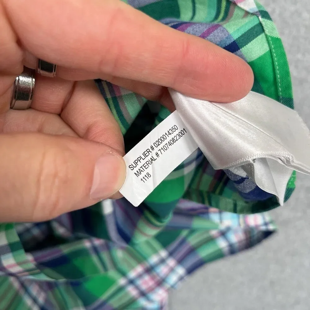 Polo Ralph Lauren Shirt Mens Large Slim Fit Madras Plaid Flesh Pony Button Down - Picture 11 of 11